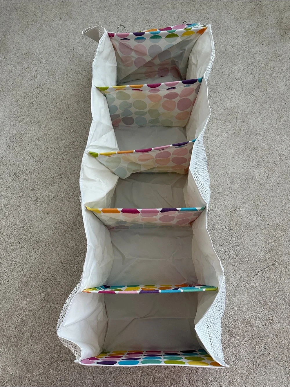 Multicolor Dot Hanging Closet Organizer - White Fabric